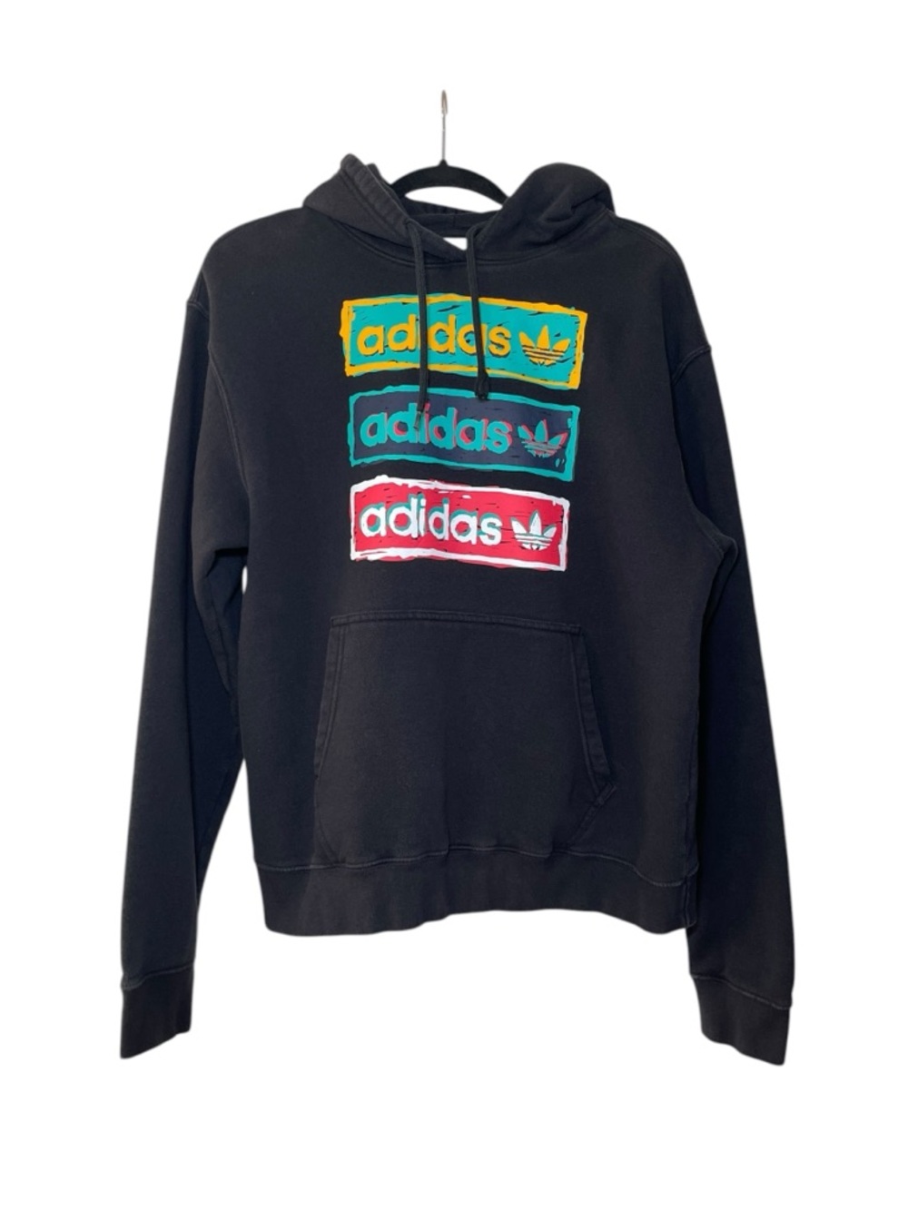 Adidas Originals Men's Tri Linear Black Fleece Hoodie Size Large